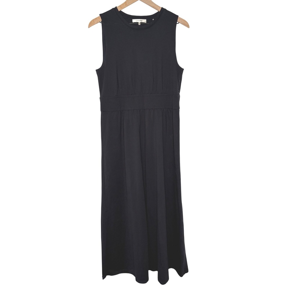 FRAME Midi Sleeveless Organic Cotton Style WE25JDR006 Navy Dress Medium